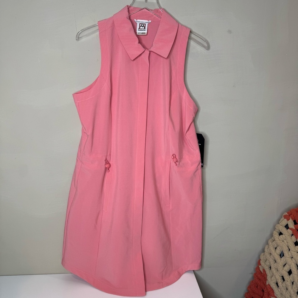 Avalanche Woven Adjustable Collared Shirt Tank Dress with Pockets size Large - Picture 5 of 10